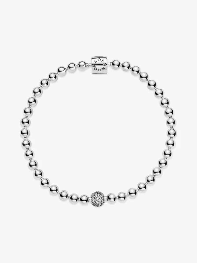 Beads & Pavé-Armband aus Sterlingsilber