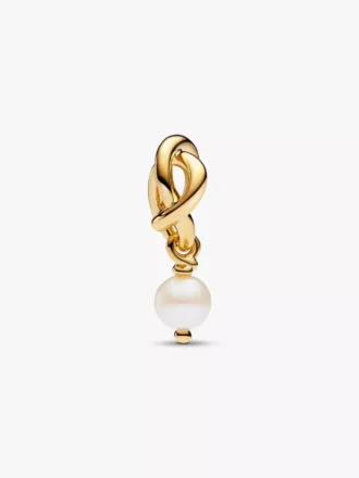 Behandelter Süßwasser-Zuchtperlen-Dangle Charm in Eternity-Circle-Form, 14-karätig vergoldet