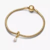 Behandelter Süßwasser-Zuchtperlen-Dangle Charm in Eternity-Circle-Form, 14-karätig vergoldet