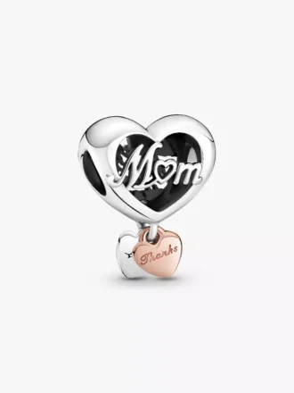 „Thank you mum“-Herz-Charm aus Sterlingsilber, 14-karätig rosévergoldet