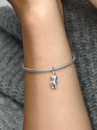 Beweglicher Teddybär-Dangle Charm – Sterlingsilber