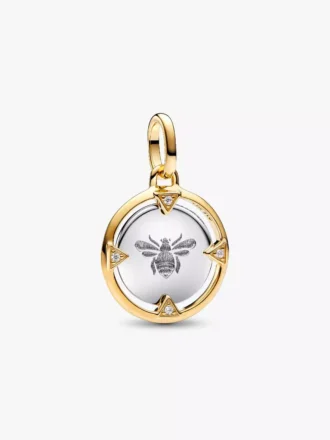 Bienenmedaillon-Charm aus Sterlingsilber, 14-karätig vergoldet