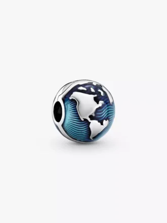 Blauer Globus-Clip Charm aus Sterlingsilber
