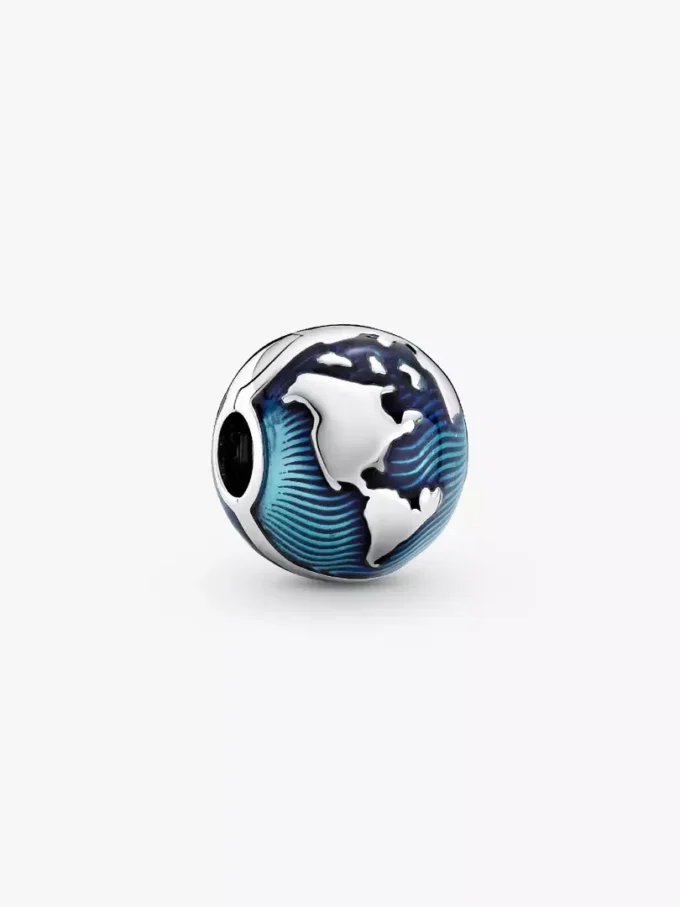 Blauer Globus-Clip Charm aus Sterlingsilber Blauer Globus-Clip Charm aus Sterlingsilber