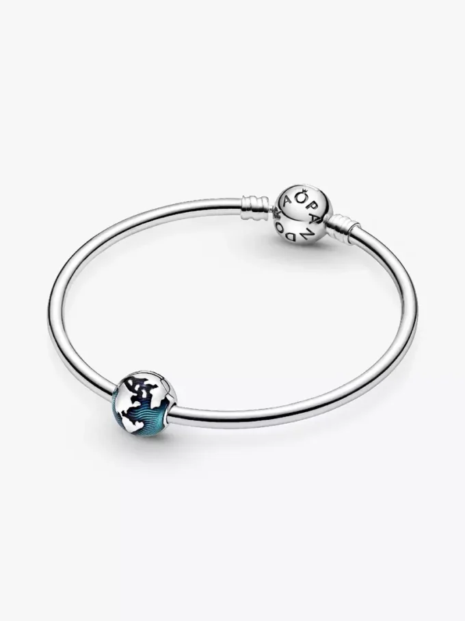 Blauer Globus-Clip Charm aus Sterlingsilber Blauer Globus-Clip Charm aus Sterlingsilber