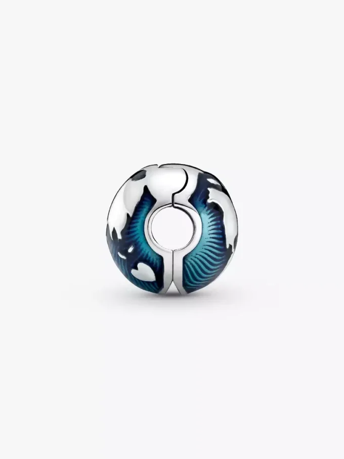 Blauer Globus-Clip Charm aus Sterlingsilber Blauer Globus-Clip Charm aus Sterlingsilber