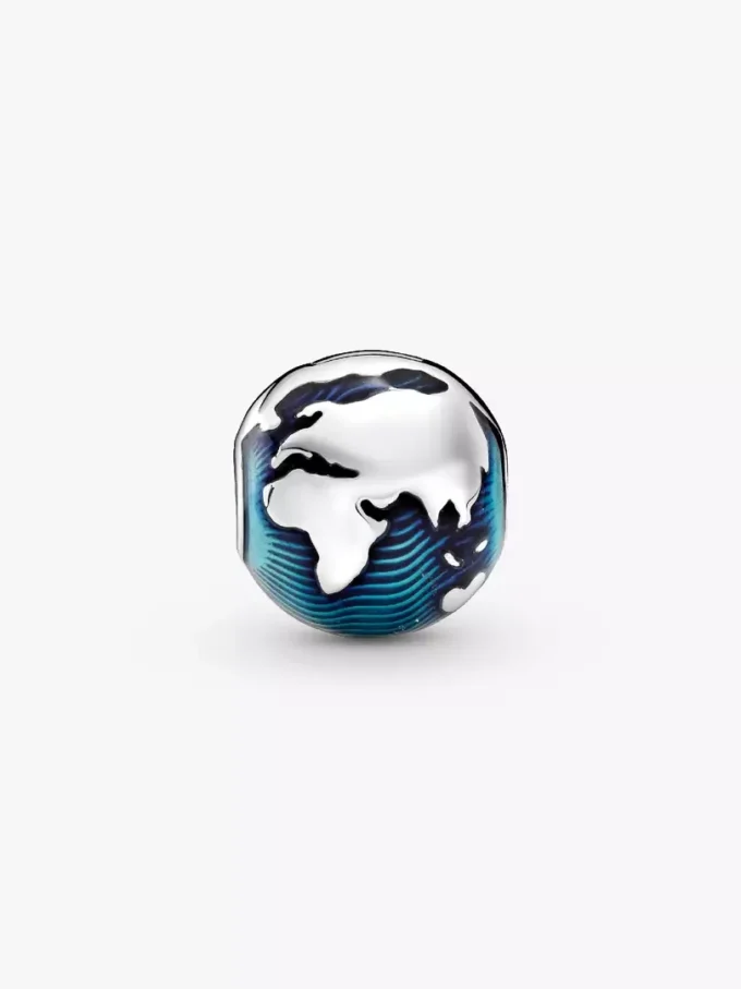Blauer Globus-Clip Charm aus Sterlingsilber Blauer Globus-Clip Charm aus Sterlingsilber