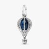 Blauer Heißluftballon-Reise-Charm – Sterlingsilber