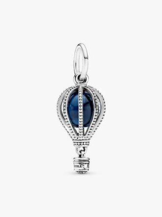 Blauer Heißluftballon-Reise-Charm – Sterlingsilber