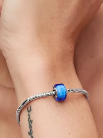 Blauer Mini-Murano Glass Charm aus Sterlingsilber