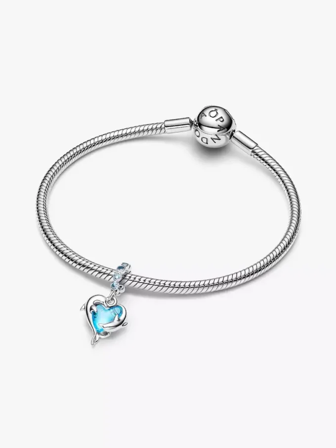 Blauer Murano Glass Delfin Dangle Charm aus Sterlingsilber Blauer Murano Glass Delfin Dangle Charm aus Sterlingsilber