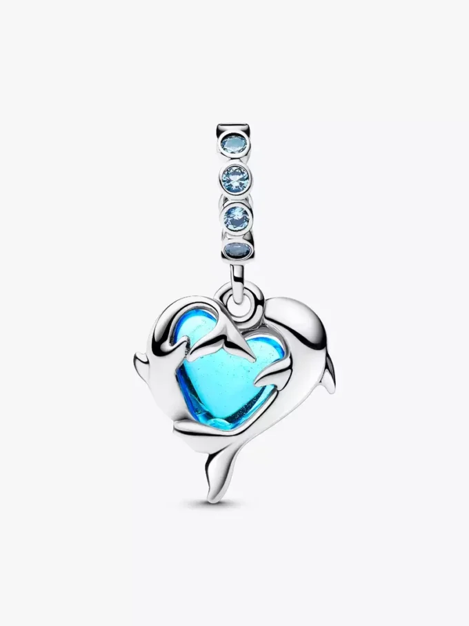 Blauer Murano Glass Delfin Dangle Charm aus Sterlingsilber Blauer Murano Glass Delfin Dangle Charm aus Sterlingsilber