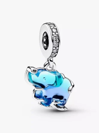 Blauer Murano Glass Elefanten Dangle Charm aus Sterlingsilber Blauer Murano Glass Elefanten Dangle Charm aus Sterlingsilber