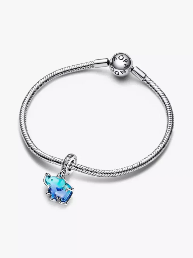 Blauer Murano Glass Elefanten Dangle Charm aus Sterlingsilber Blauer Murano Glass Elefanten Dangle Charm aus Sterlingsilber