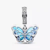 Blauer Murano Glass-Schmetterling-Dangle Charm aus Sterlingsilber Blauer Murano Glass-Schmetterling-Dangle Charm aus Sterlingsilber