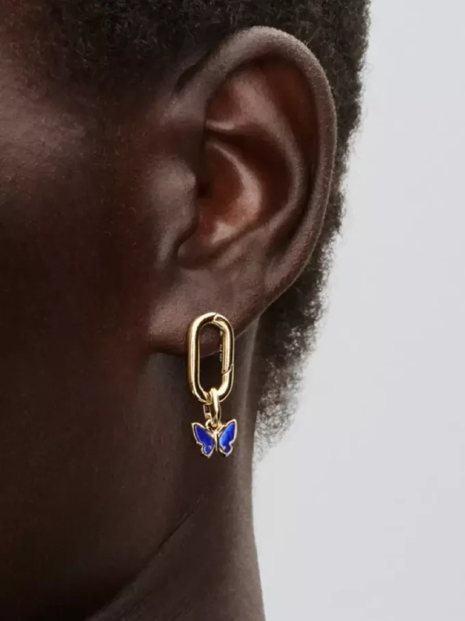 Blauer Schmetterling Mini-Dangle Charm, 14 Karat vergoldet Blauer Schmetterling Mini-Dangle Charm, 14 Karat vergoldet