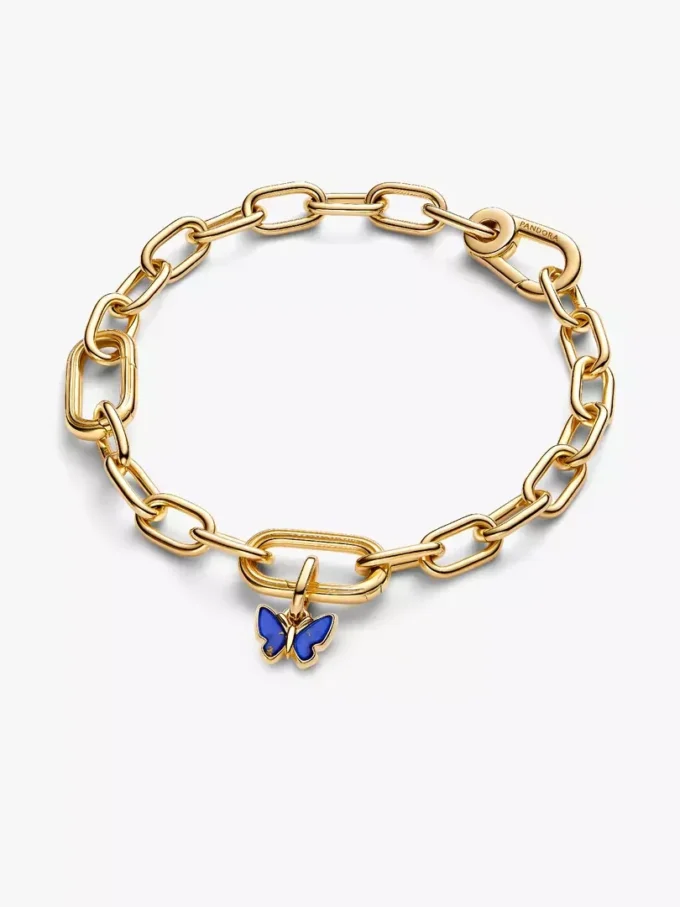 Blauer Schmetterling Mini-Dangle Charm, 14 Karat vergoldet Blauer Schmetterling Mini-Dangle Charm, 14 Karat vergoldet