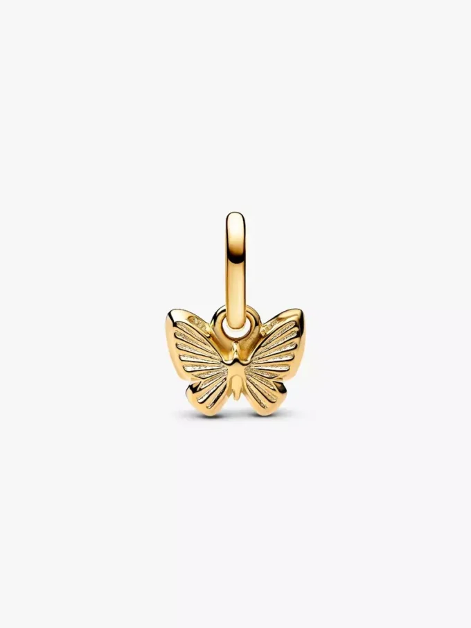 Blauer Schmetterling Mini-Dangle Charm, 14 Karat vergoldet Blauer Schmetterling Mini-Dangle Charm, 14 Karat vergoldet