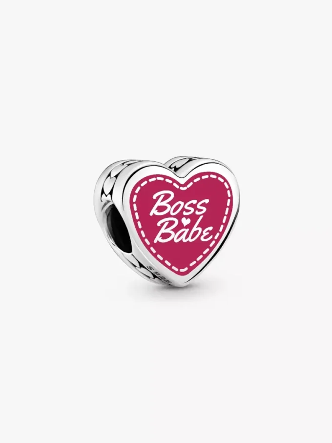 Boss Babe Herz-Charm aus Sterlingsilber