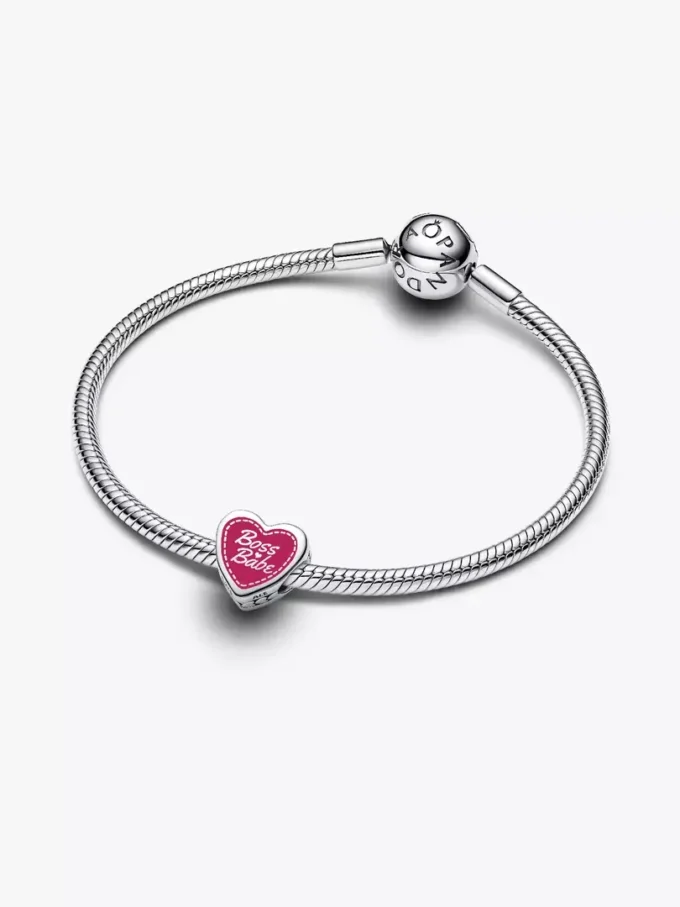 Boss Babe Herz-Charm aus Sterlingsilber