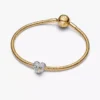 Bridgerton-Charm mit Waben- und Bienenherz-Motiv, Sterlingsilber, 14 Karat vergoldet