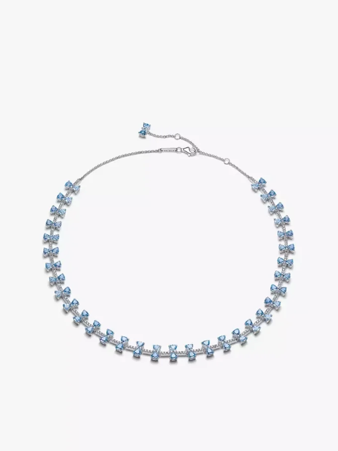 Bridgerton-Set aus blauer Schleifen-Halskette und Ohrringen, 2er-Set Bridgerton-Set aus blauer Schleifen-Halskette und Ohrringen, 2er-Set