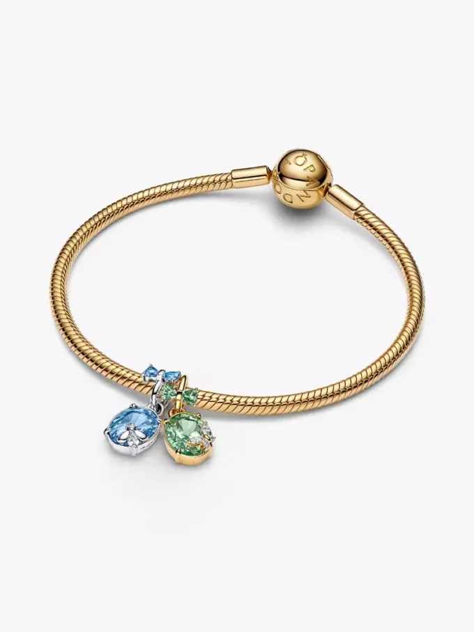 Bridgerton Schmetterling & Biene – teilbarer Dangle Charm aus Sterlingsilber, 14-karätig vergoldet