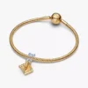Bridgerton-Tanzkarte & Bleistift-Dangle Charm aus Sterlingsilber, 14 Karat vergoldet