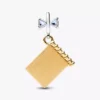 Bridgerton-Tanzkarte & Bleistift-Dangle Charm aus Sterlingsilber, 14 Karat vergoldet