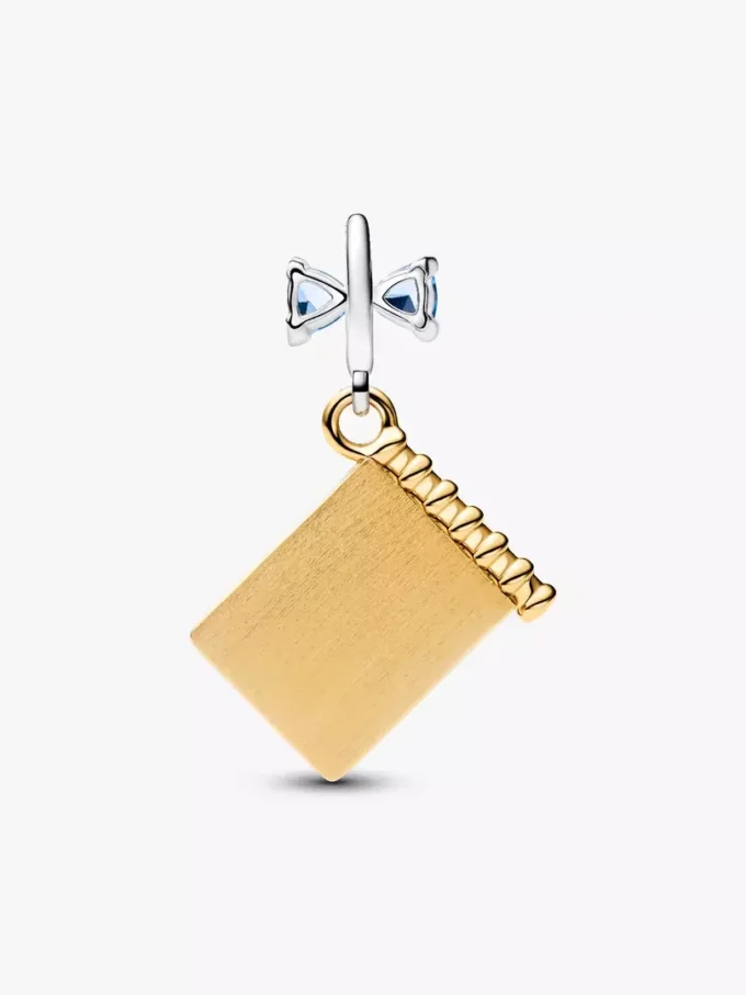 Bridgerton-Tanzkarte & Bleistift-Dangle Charm aus Sterlingsilber, 14 Karat vergoldet