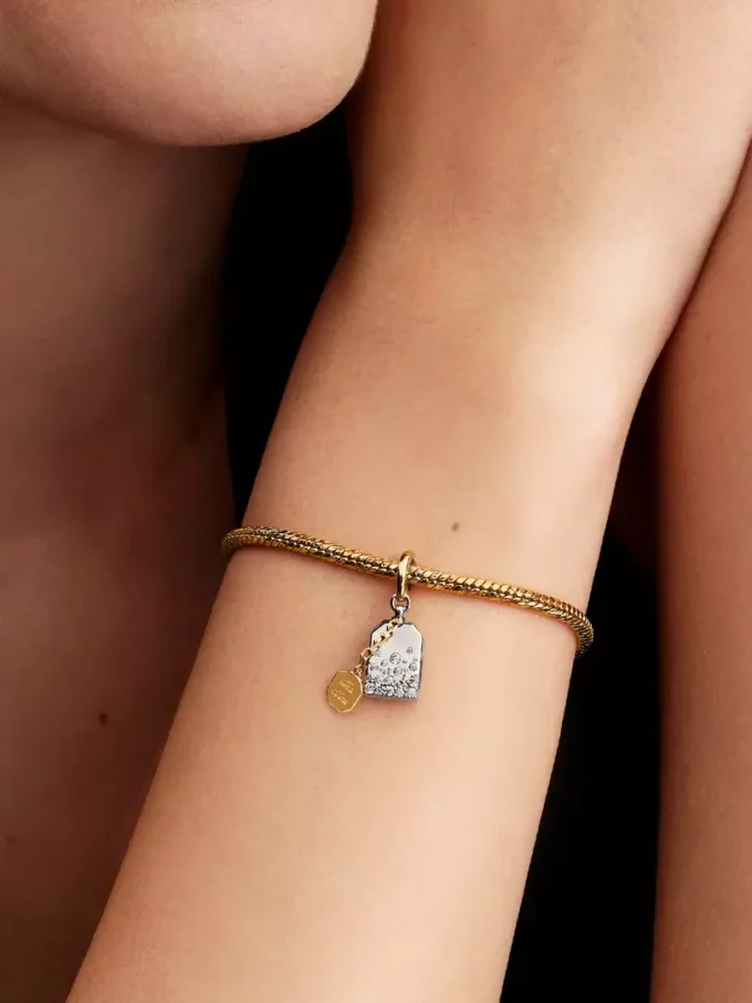 Bridgerton-Teebeutel-Dangle Charm aus Sterlingsilber, 14-karätig vergoldet