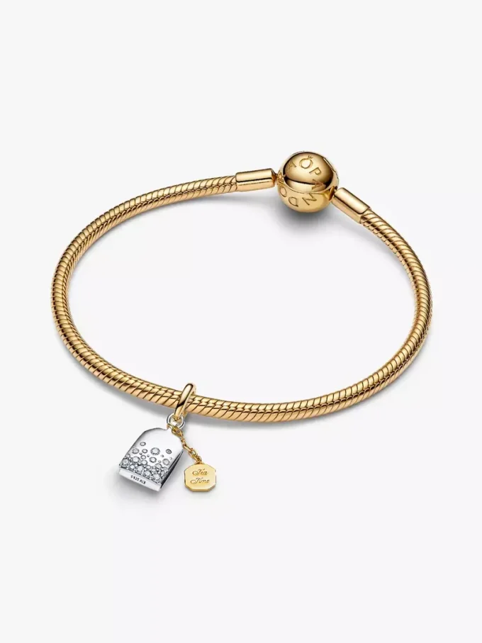 Bridgerton-Teebeutel-Dangle Charm aus Sterlingsilber, 14-karätig vergoldet
