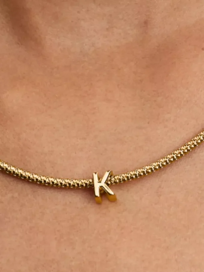 Buchstabe K als Alphabet-Charm, 14-karätig vergoldet