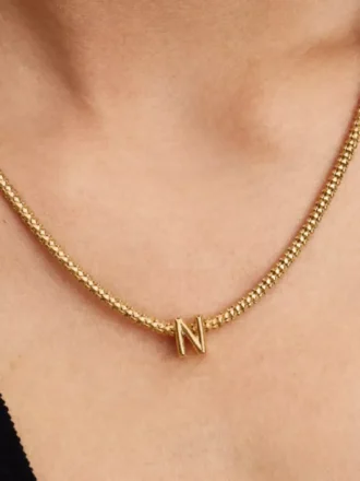 Buchstabe N Alphabet-Charm, 14 Karat vergoldet
