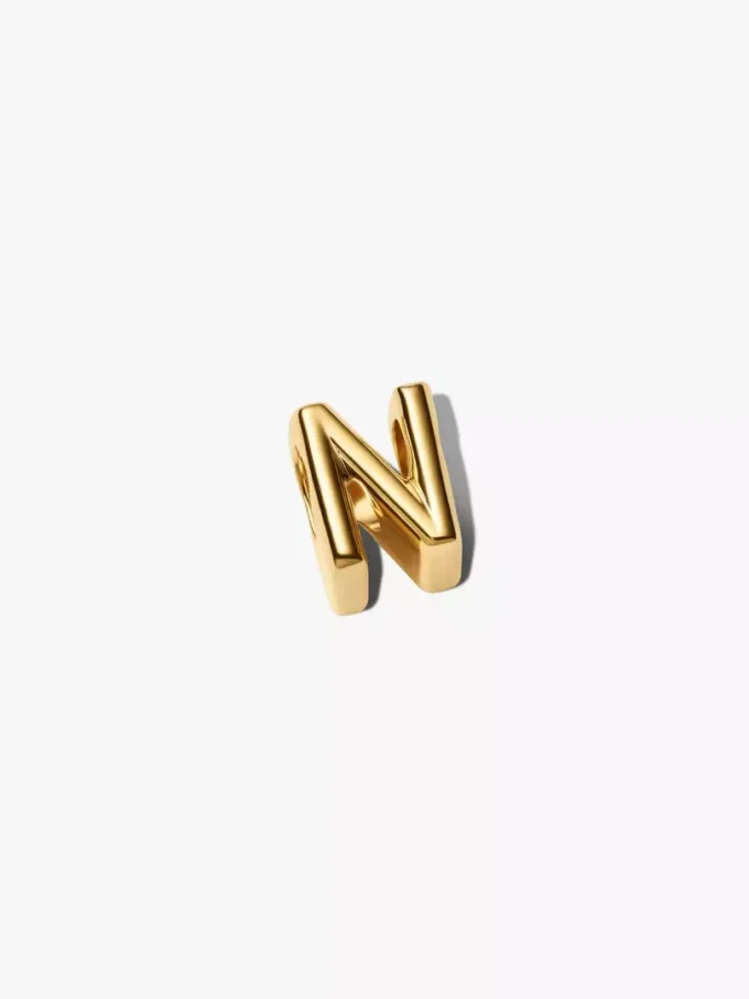 Buchstabe N Alphabet-Charm, 14 Karat vergoldet