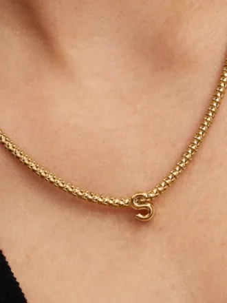 Buchstabe S Alphabet-Charm, 14 Karat vergoldet