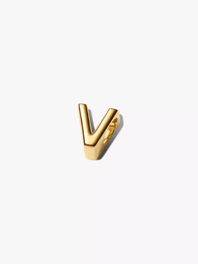 Buchstabe V Alphabet-Charm, 14 Karat vergoldet