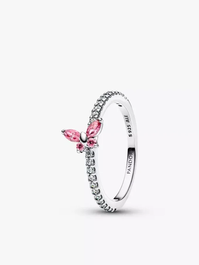 Rosa Schmetterlingsring-Set, 2er-Set