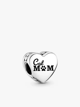 „Cat Mom Heart“-Charm aus Sterlingsilber