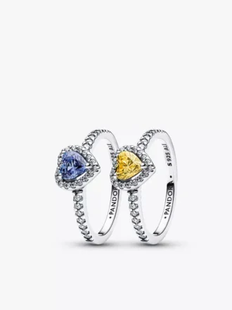 „Celestial Love Elevated Heart“ Ring-Duo, 2er-Set