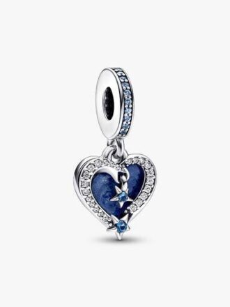 Celestial Shooting Star Heart Double Dangle Charm – Sterlingsilber Celestial Shooting Star Heart Double Dangle Charm – Sterlingsilber