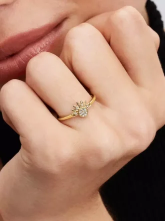 Celestial Sparkling Sun Ring, 14-karätig vergoldet