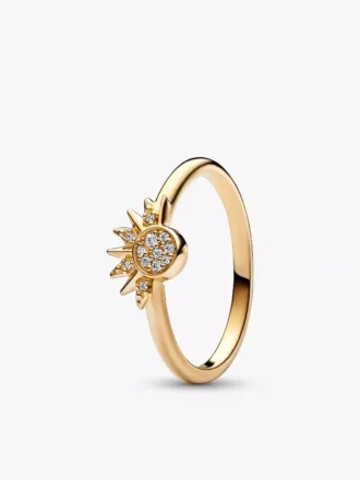 Celestial Sparkling Sun Ring, 14-karätig vergoldet