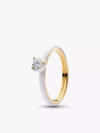 Weißer Chakra-Herzring, 14 Karat vergoldet