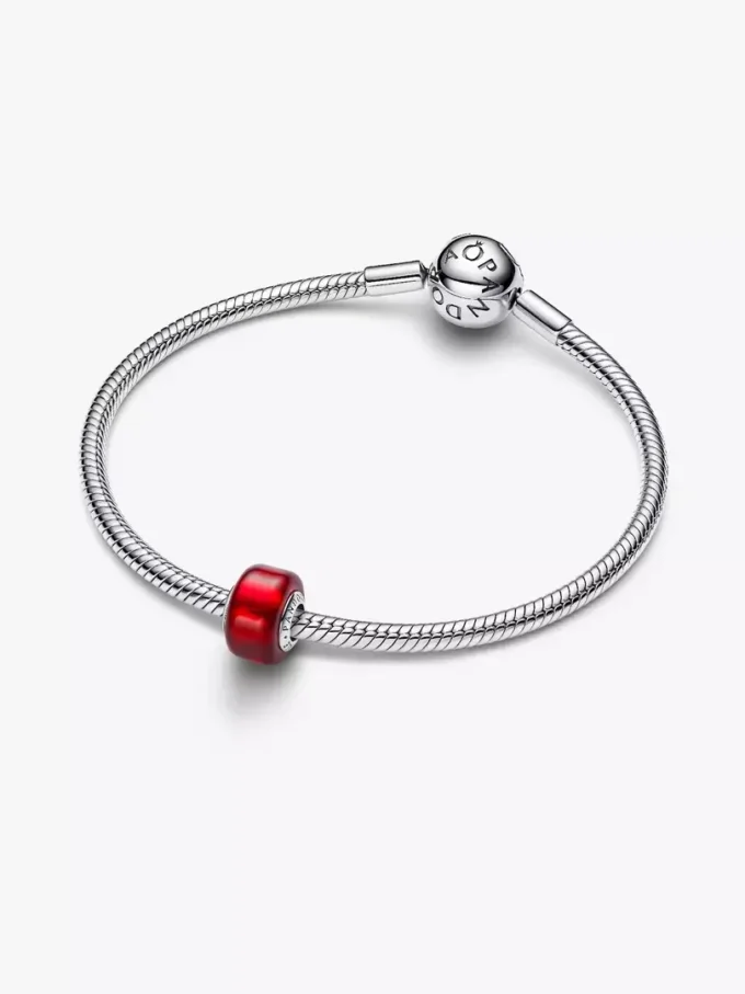 Charm aus rotem Murano Glass, Sterlingsilber Charm aus rotem Murano Glass, Sterlingsilber
