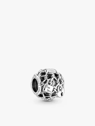 Charm „Durchbrochenes Kettenglied-Vorhängeschloss“ aus Sterlingsilber