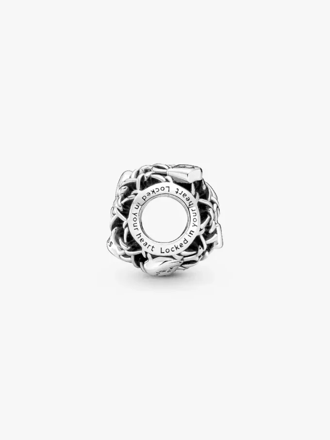 Charm „Durchbrochenes Kettenglied-Vorhängeschloss“ aus Sterlingsilber Charm „Durchbrochenes Kettenglied-Vorhängeschloss“ aus Sterlingsilber
