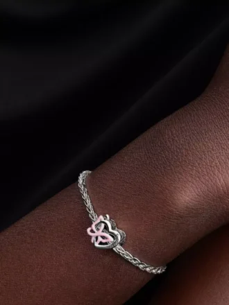 Charm „Entwined Heart & Butterfly“ aus Sterlingsilber