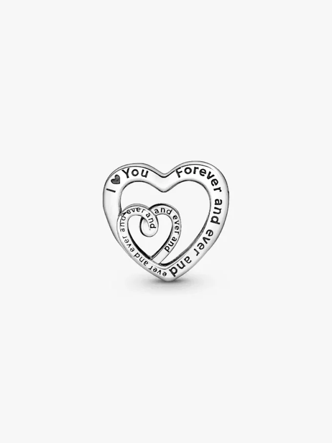 Charm „Entwined Infinite Hearts“ aus Sterlingsilber