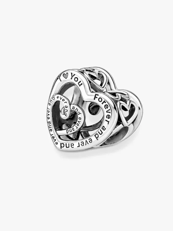 Charm „Entwined Infinite Hearts“ aus Sterlingsilber